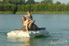 Schwimminsel komplett aus Styropor, extrem witterungsbeständig - schwimmt im Laasower Badesee.