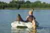 Schwimminsel komplett aus Styropor, extrem witterungsbeständig - schwimmt im Laasower Badesee.