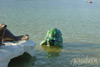Schwimminsel komplett aus Styropor, extrem witterungsbeständig - schwimmt im Laasower Badesee.